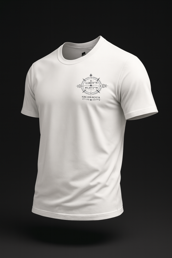20260217172253-1f10c254-ae59-6c0a-b9ea-9e8e90e8bde8.png Nicaragua Coordinates Tee — Volcanes y Lagos Back Print