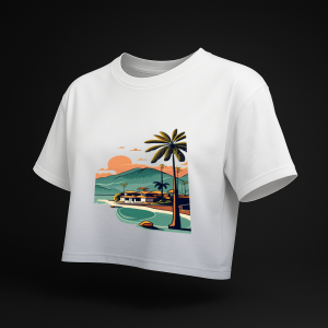 20260803180902-1f18f666-8740-67ec-bc3b-caf39998c4f6-1.png Crop Tee - Vintage Tropical Sunset Atlantic's Beach Graphic